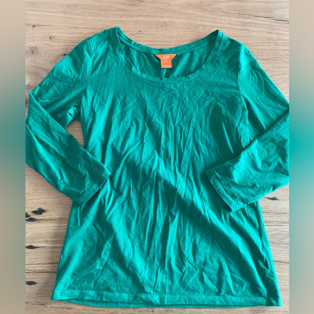 Joe Scoop Neck Green Long‎ Sleeve Tee Shirt Women’s Medium Preloved